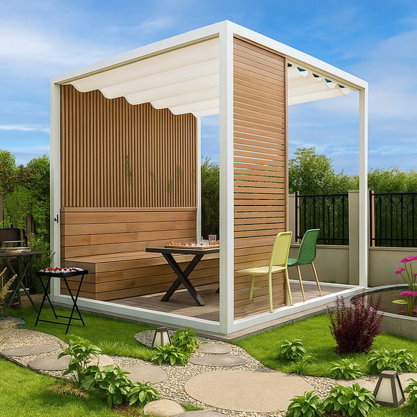 NoirVerge Aperture Pergola with Fabric Canopy